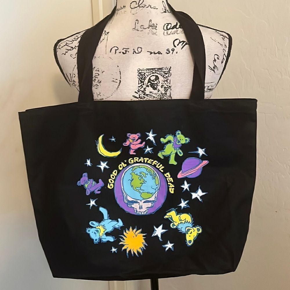 Grateful Dead Black Dancing Bears Graphic Tote